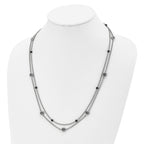 Stainless Steel Polished w/Black Onyx & Acrylic Beads w/2in ext Necklace