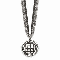 Stainless Steel Antiqued & Polished Blue Sandstone w/2in ext Reversible Nec