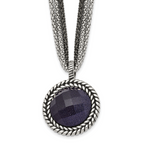 Stainless Steel Antiqued & Polished Blue Sandstone w/2in ext Reversible Nec