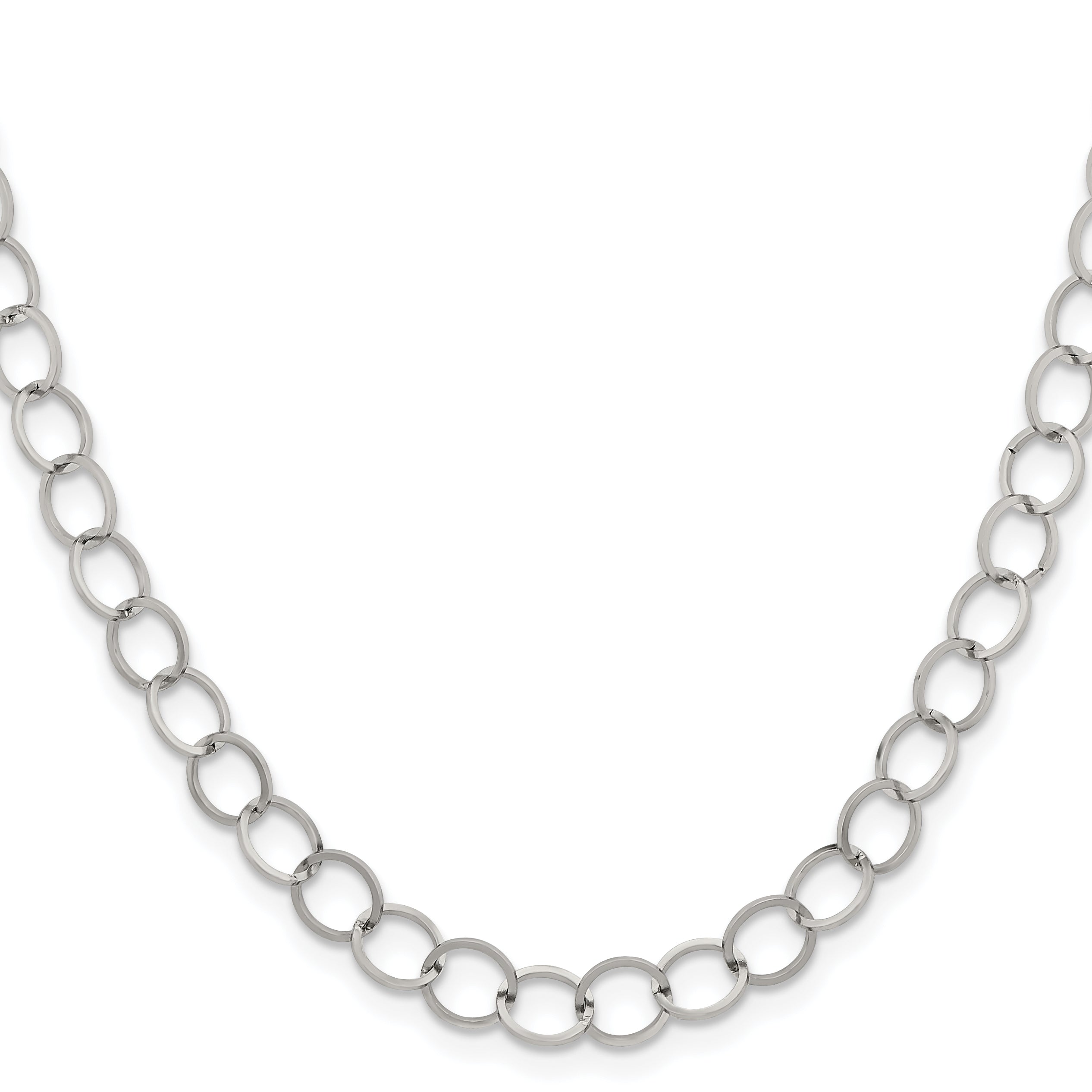 Stainless Steel Polished 8mm Circle Link Necklace