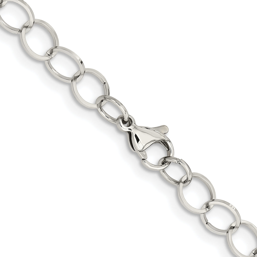 Stainless Steel Polished 8mm Circle Link Necklace