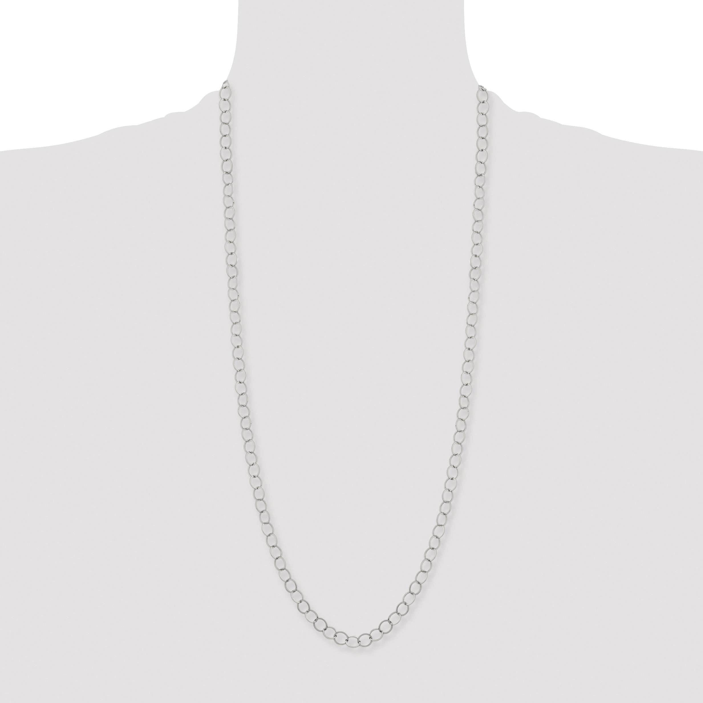 Stainless Steel Polished 8mm Circle Link Necklace