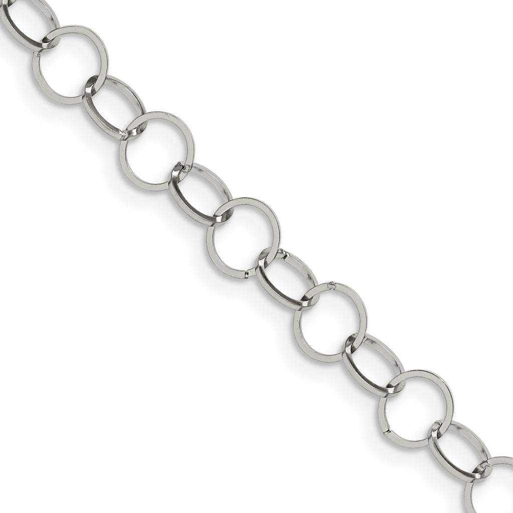 Stainless Steel Polished 8mm Circle Link Necklace