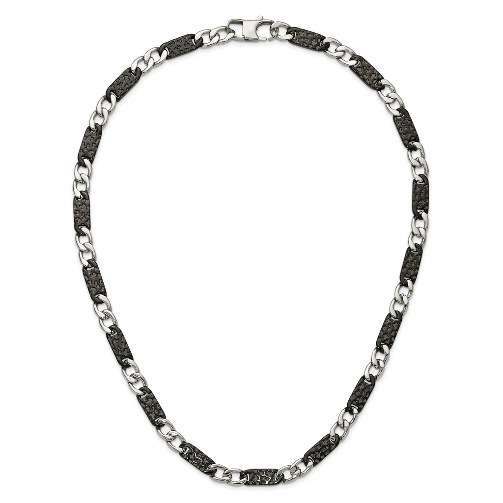 Chisel Stainless Steel Polished Black IP-plated Link 24 inch Necklace