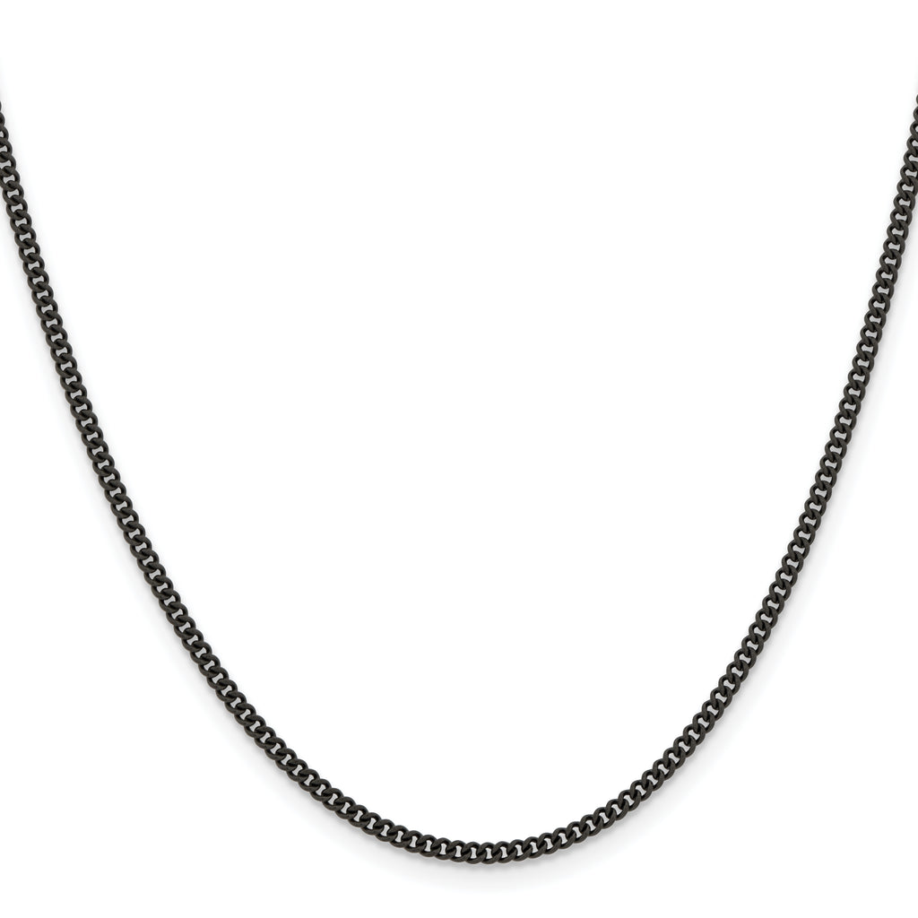 Chisel Stainless Steel Polished Black IP-plated 2.25mm Round Curb Chain