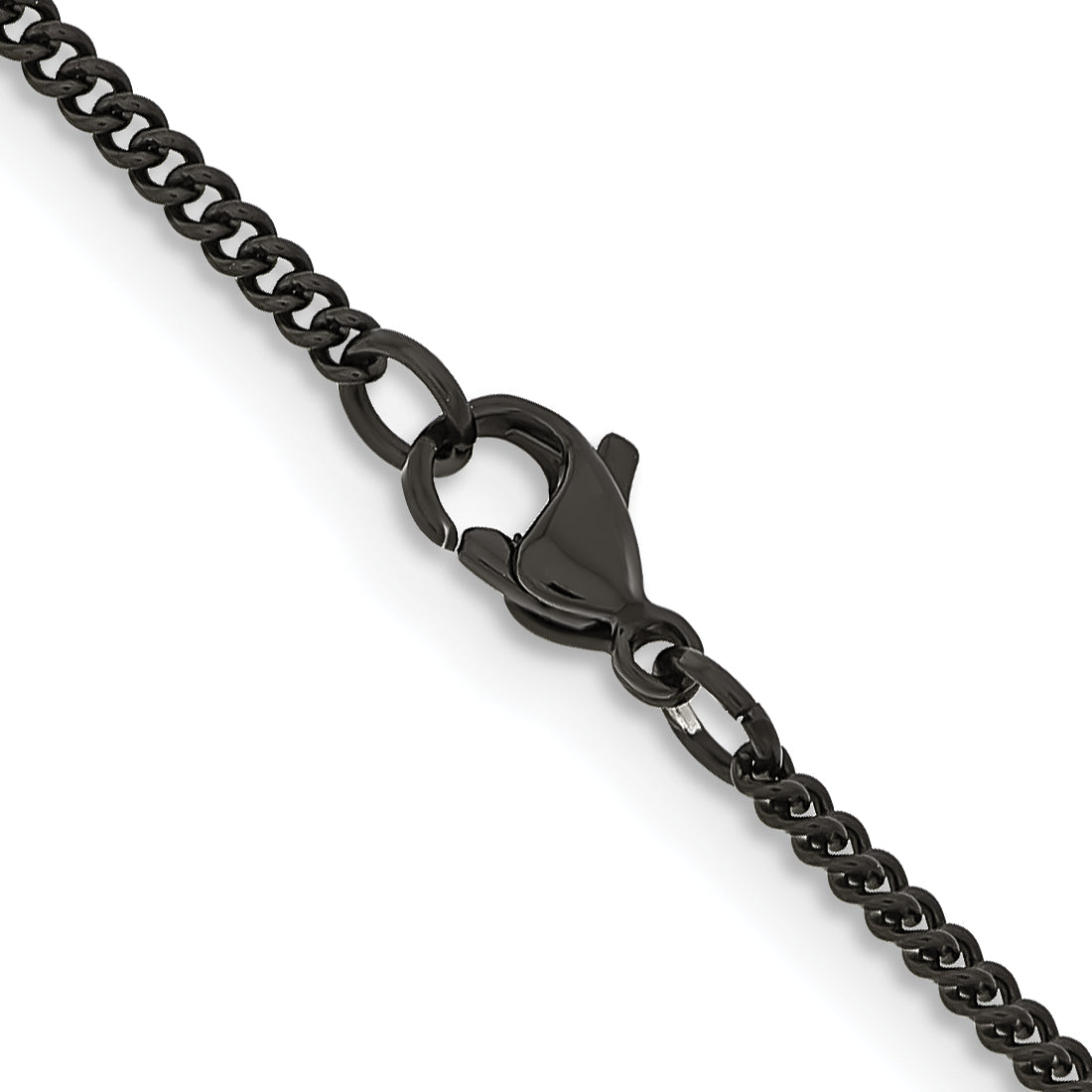 Chisel Stainless Steel Polished Black IP-plated 2.25mm Round Curb Chain
