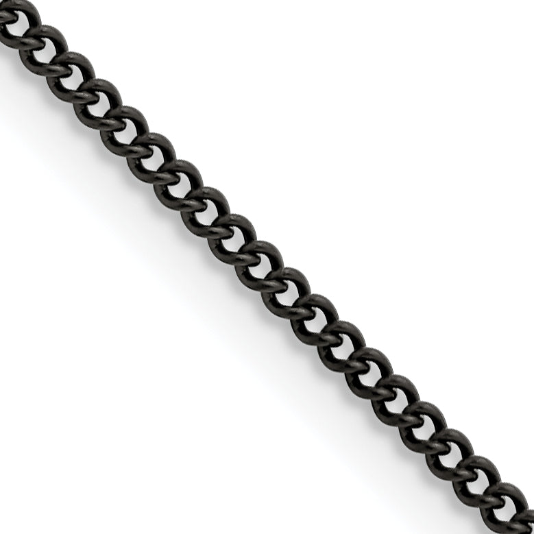 Chisel Stainless Steel Polished Black IP-plated 2.25mm Round Curb Chain