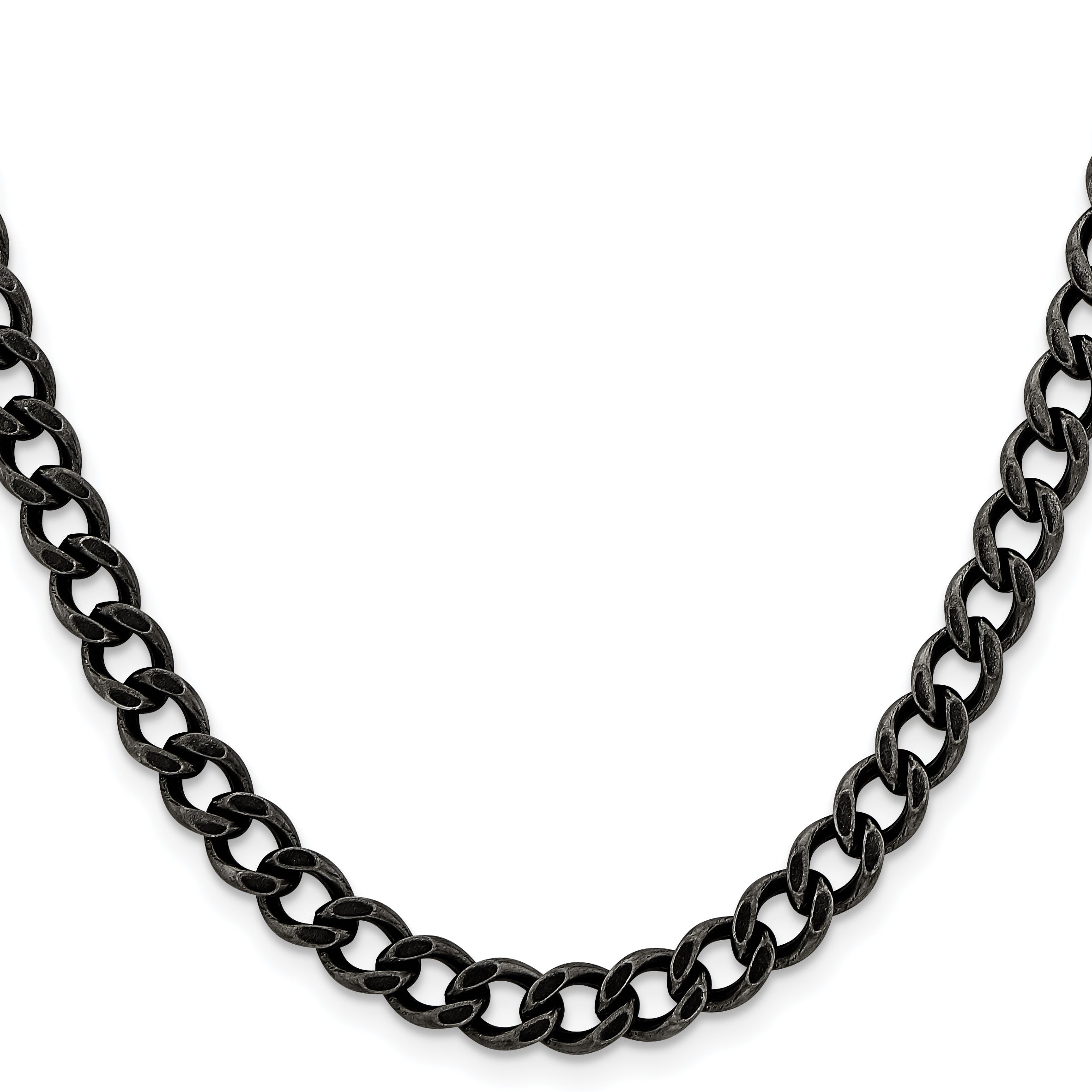 Men's Stainless Steel Antiqued Curb Chain Necklace 6.7mm Secondary image
