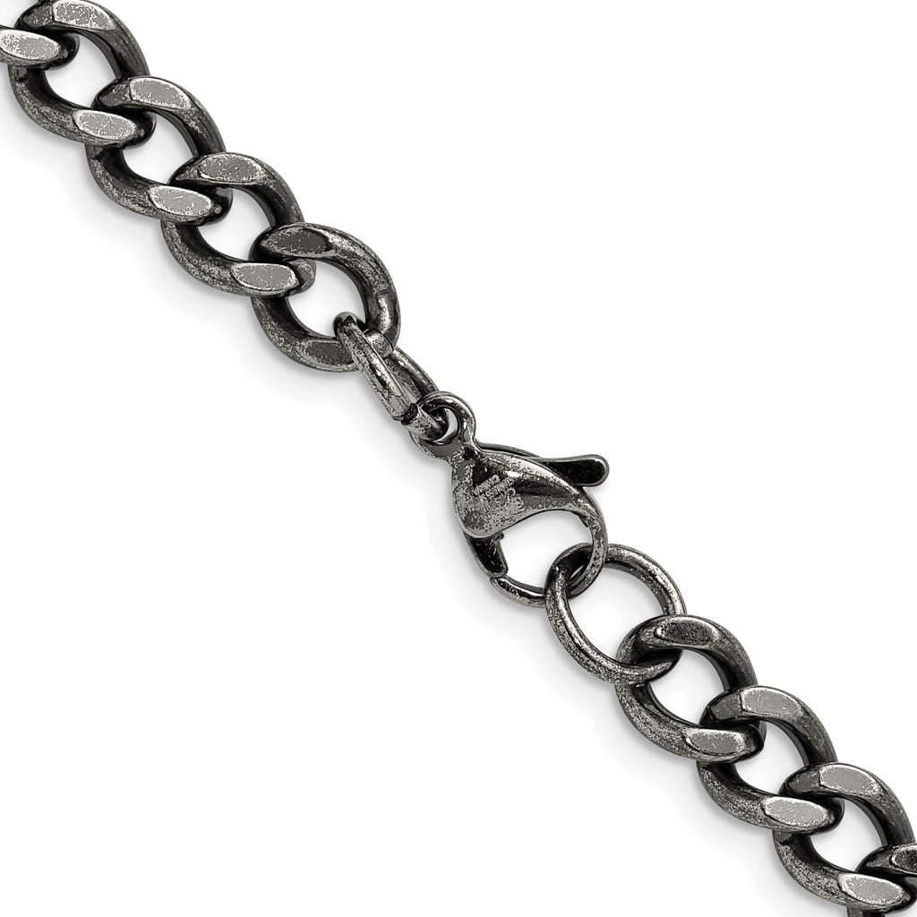 Men's Stainless Steel Antiqued Curb Chain Necklace 6.7mm