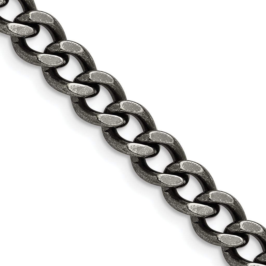 Men's Stainless Steel Antiqued Curb Chain Necklace 6.7mm