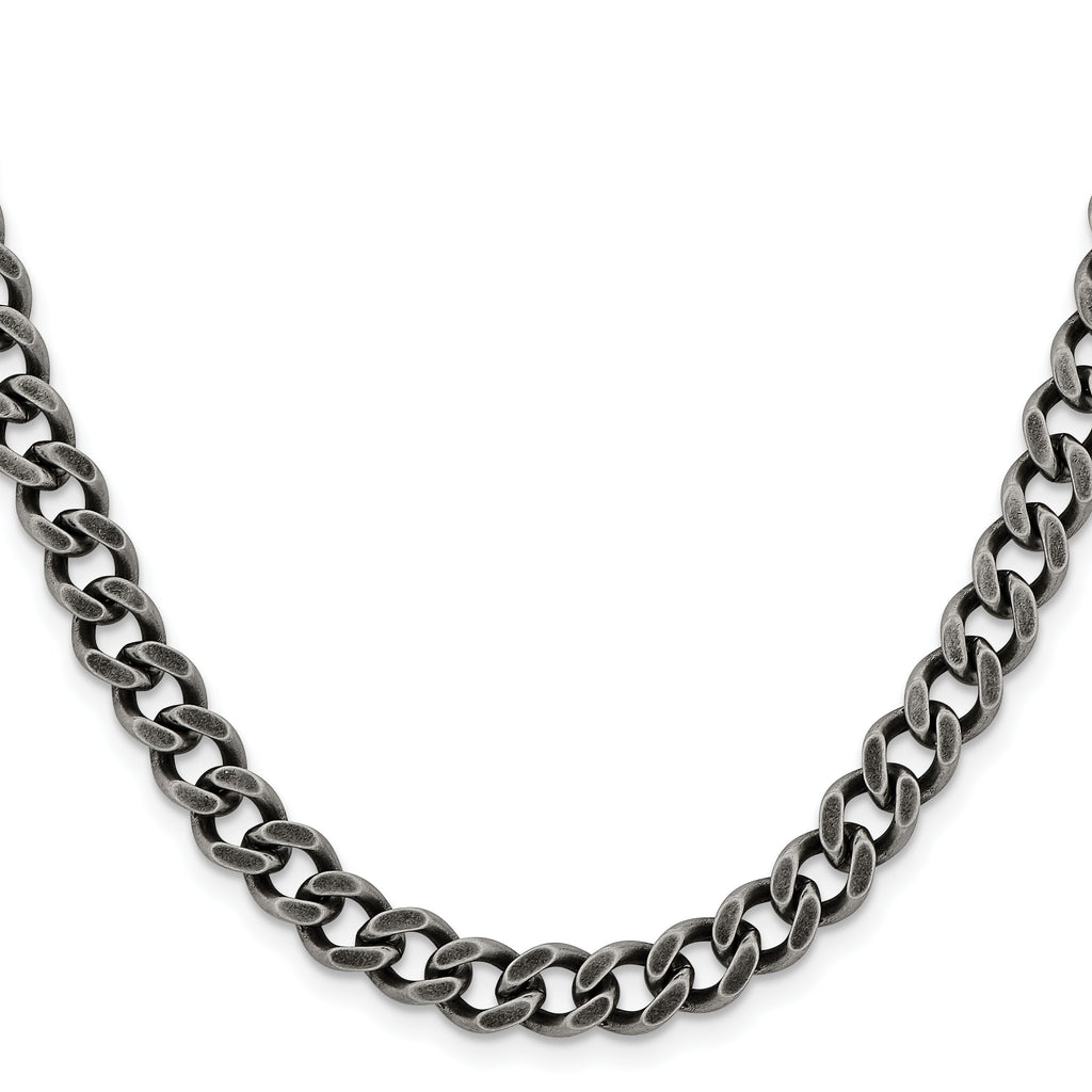 Chisel Stainless Steel Oxidized 7.5mm Curb Chain