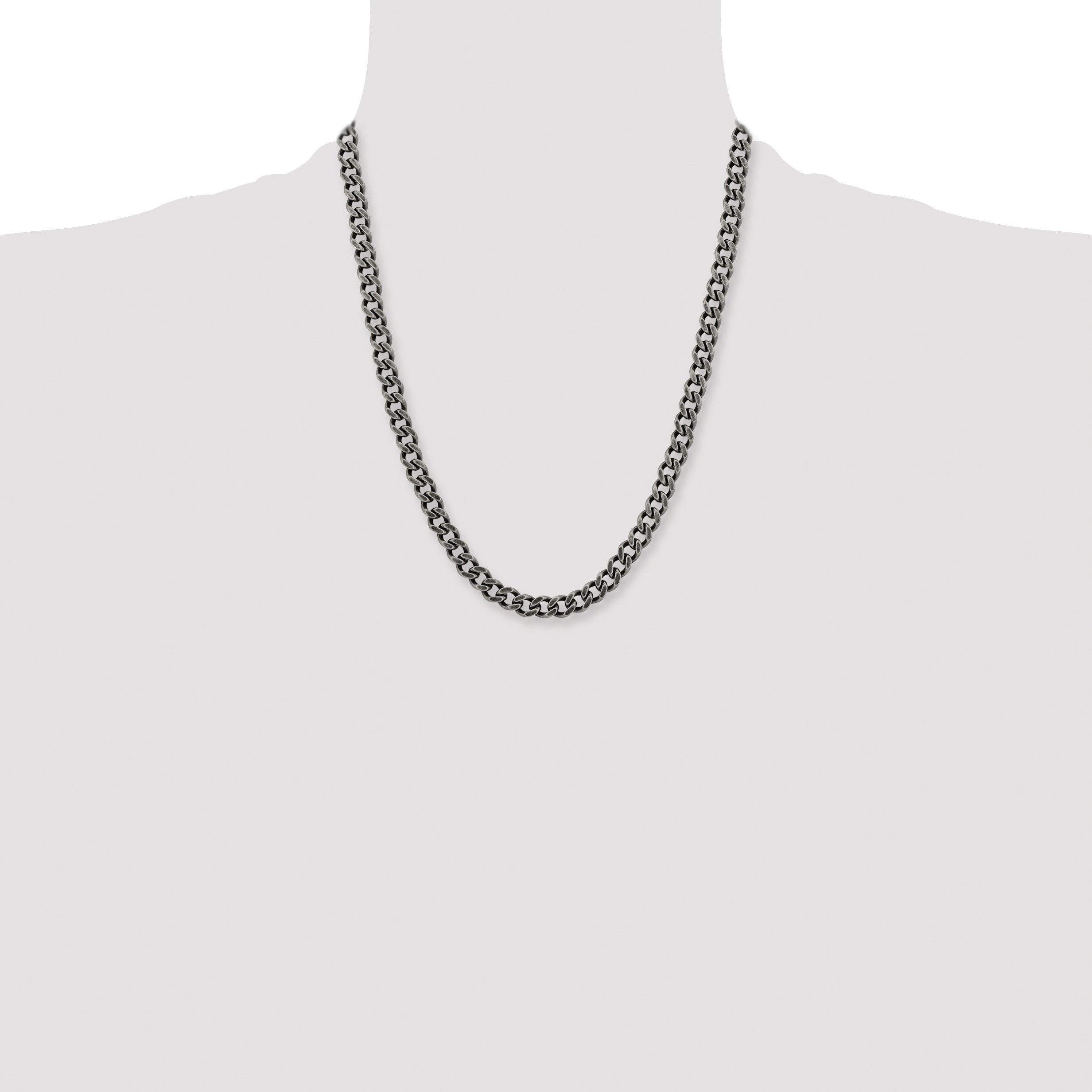 Chisel Stainless Steel Oxidized 7.5mm 22 inch Curb Chain