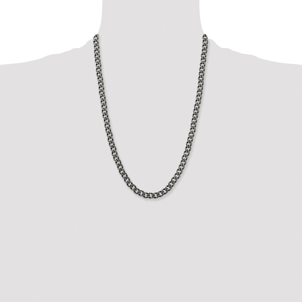 Chisel Stainless Steel Oxidized 7.5mm Curb Chain