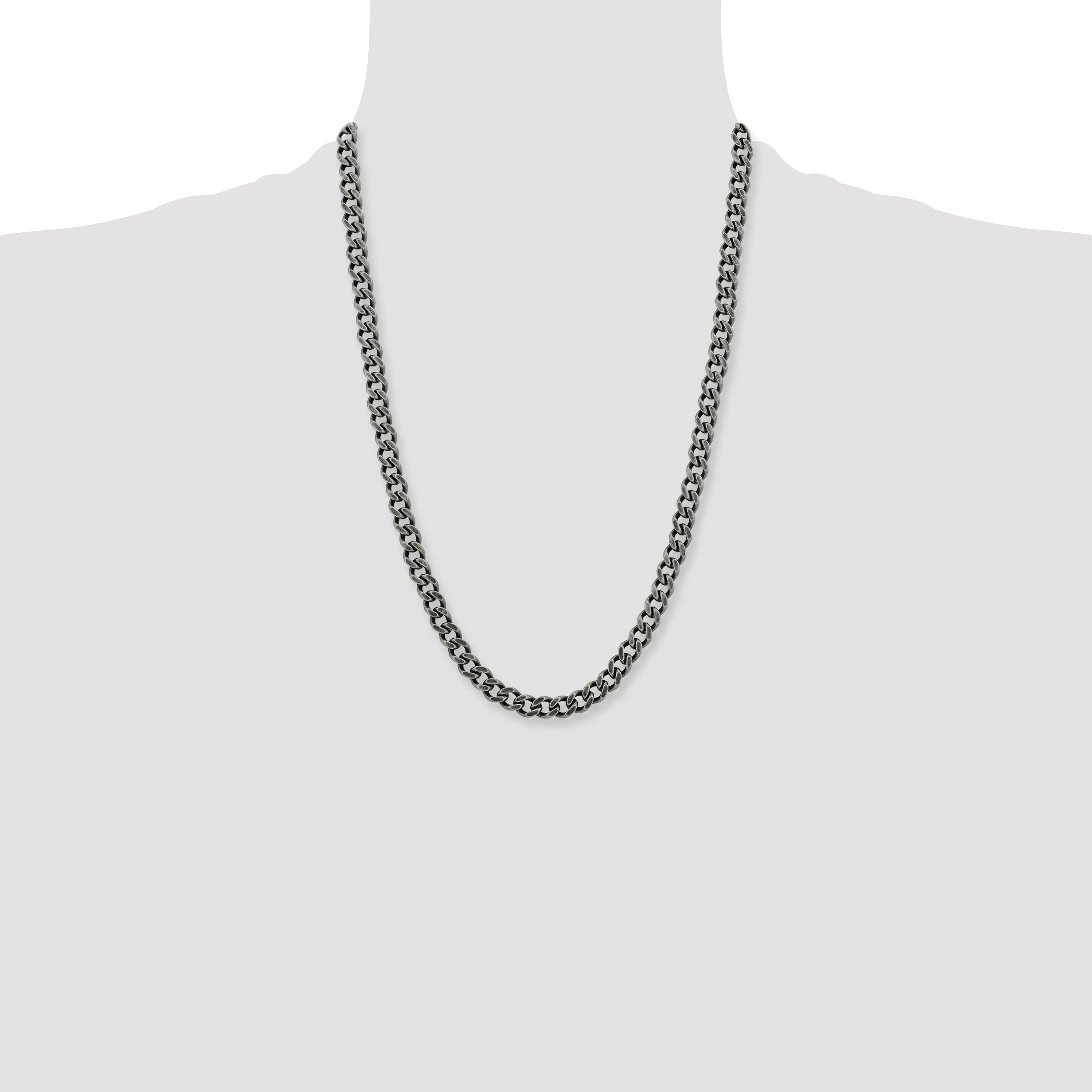 Chisel Stainless Steel Oxidized 7.5mm Curb Chain