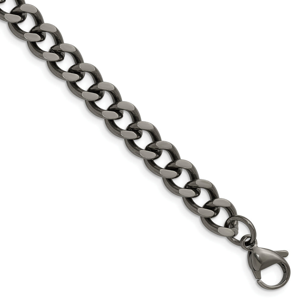 Chisel Stainless Steel Oxidized 7.5mm Curb Chain