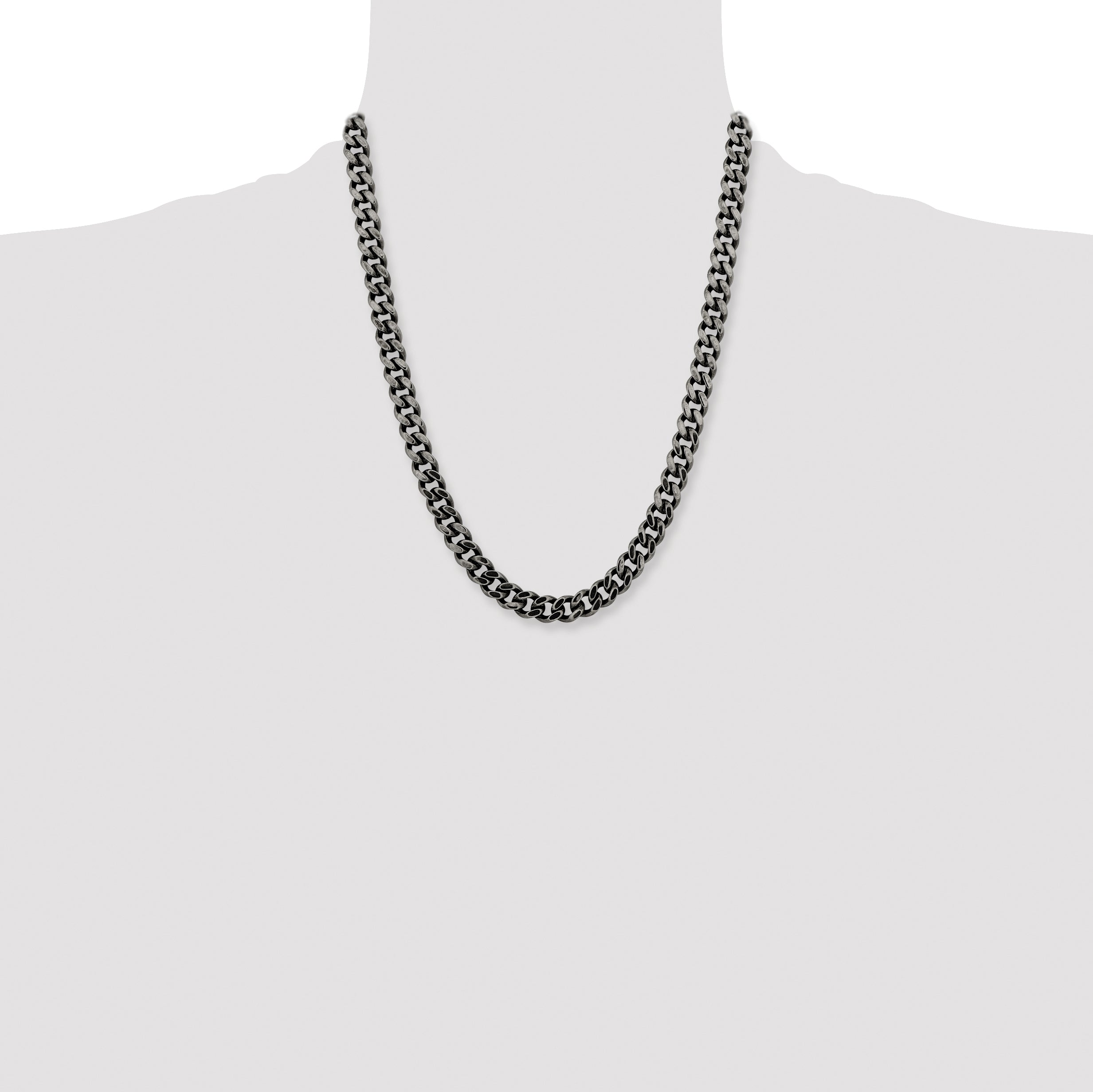 Chisel Stainless Steel Oxidized 9.25mm 22 inch Curb Chain