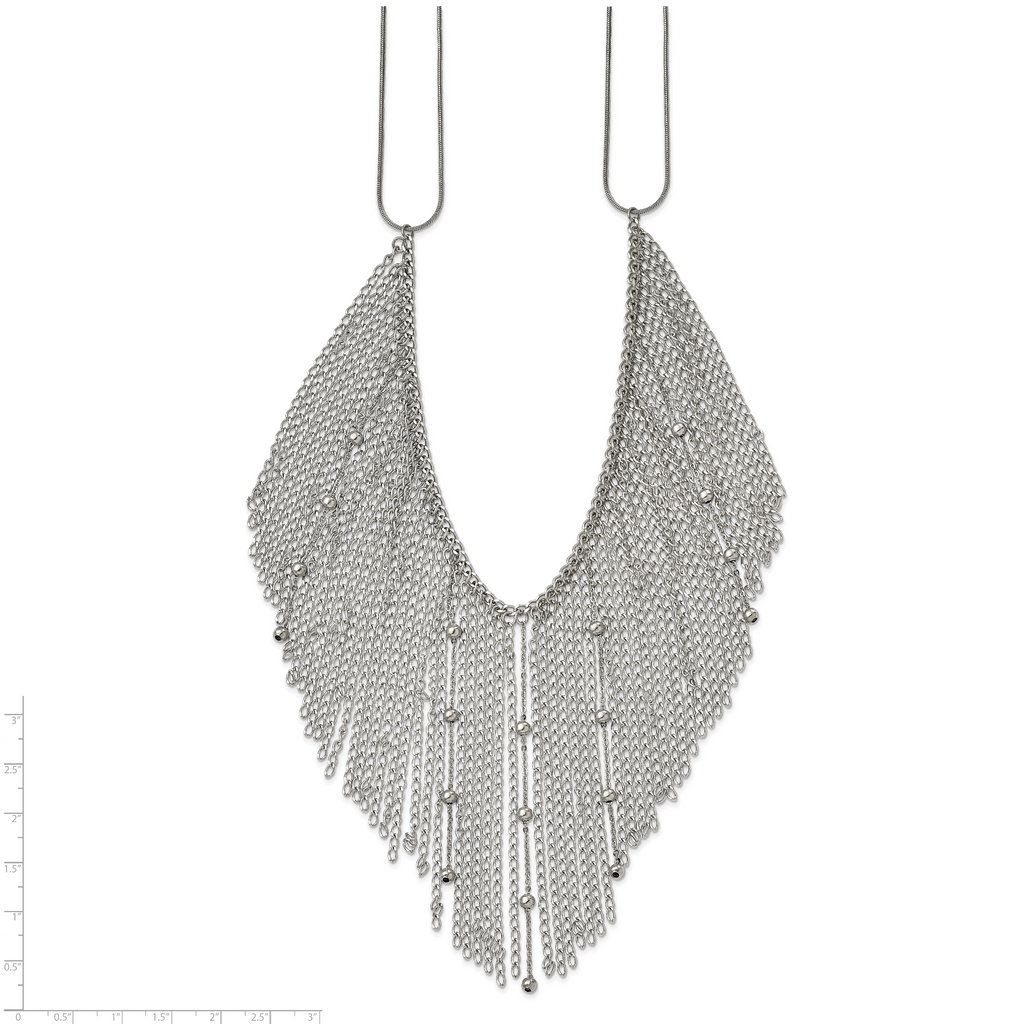 Stainless Steel Polished Multi Chain Bib 20in Necklace