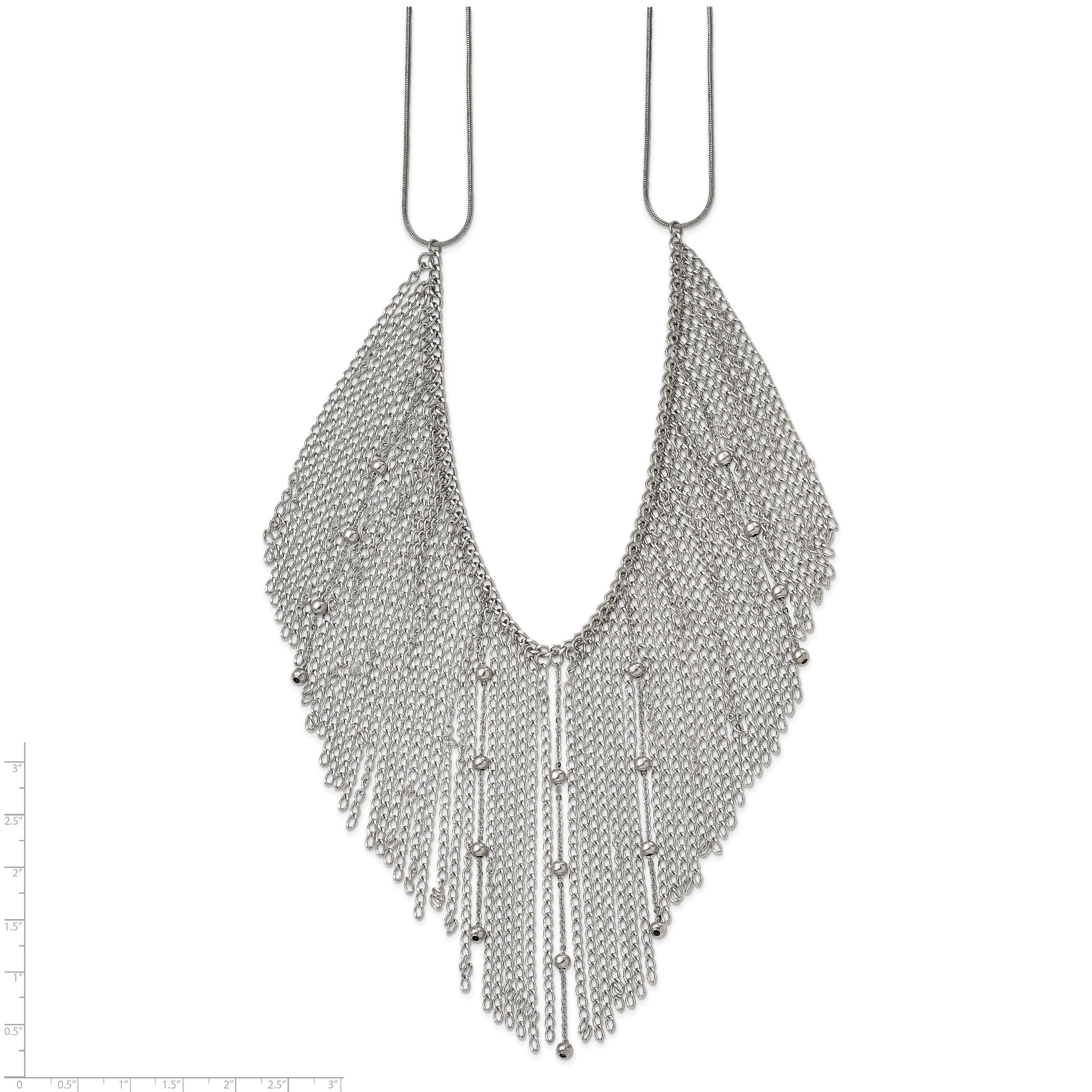 Stainless Steel Polished Multi Chain Bib 20in Necklace