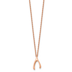 Stainless Steel Polished Rose IP-plated Wishbone 16in Necklace