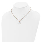 Stainless Steel Polished Rose IP-plated Wishbone 16in Necklace