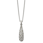 Chisel Stainless Steel Polished with Crystal Teardrop Pendant on an 18 inch Box Chain Necklace