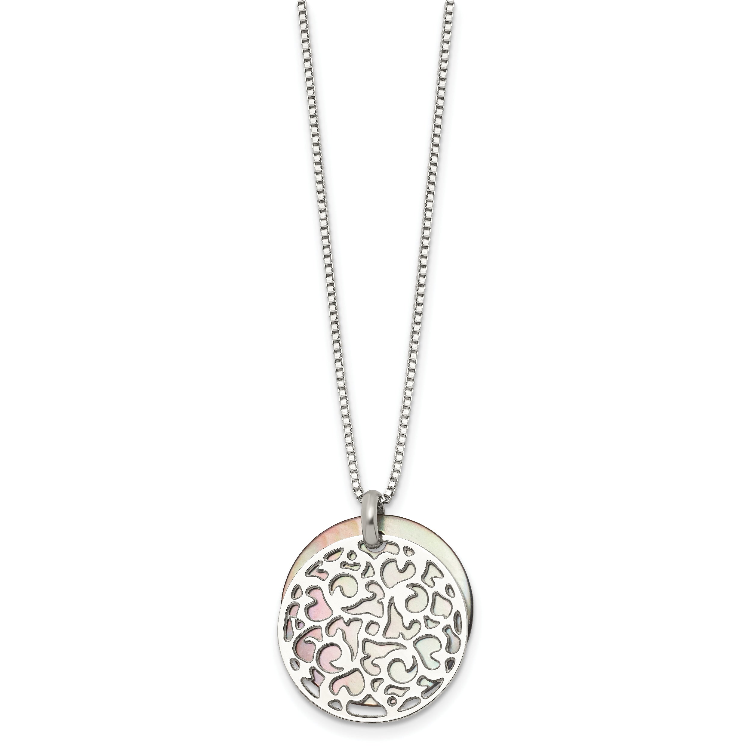 Stainless Steel Polished Mother of Pearl 18in Necklace