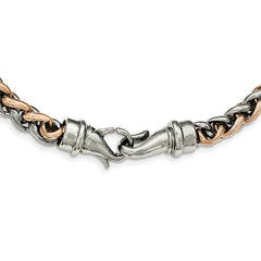 Chisel Stainless Steel Polished Rose IP-plated 24 inch Necklace