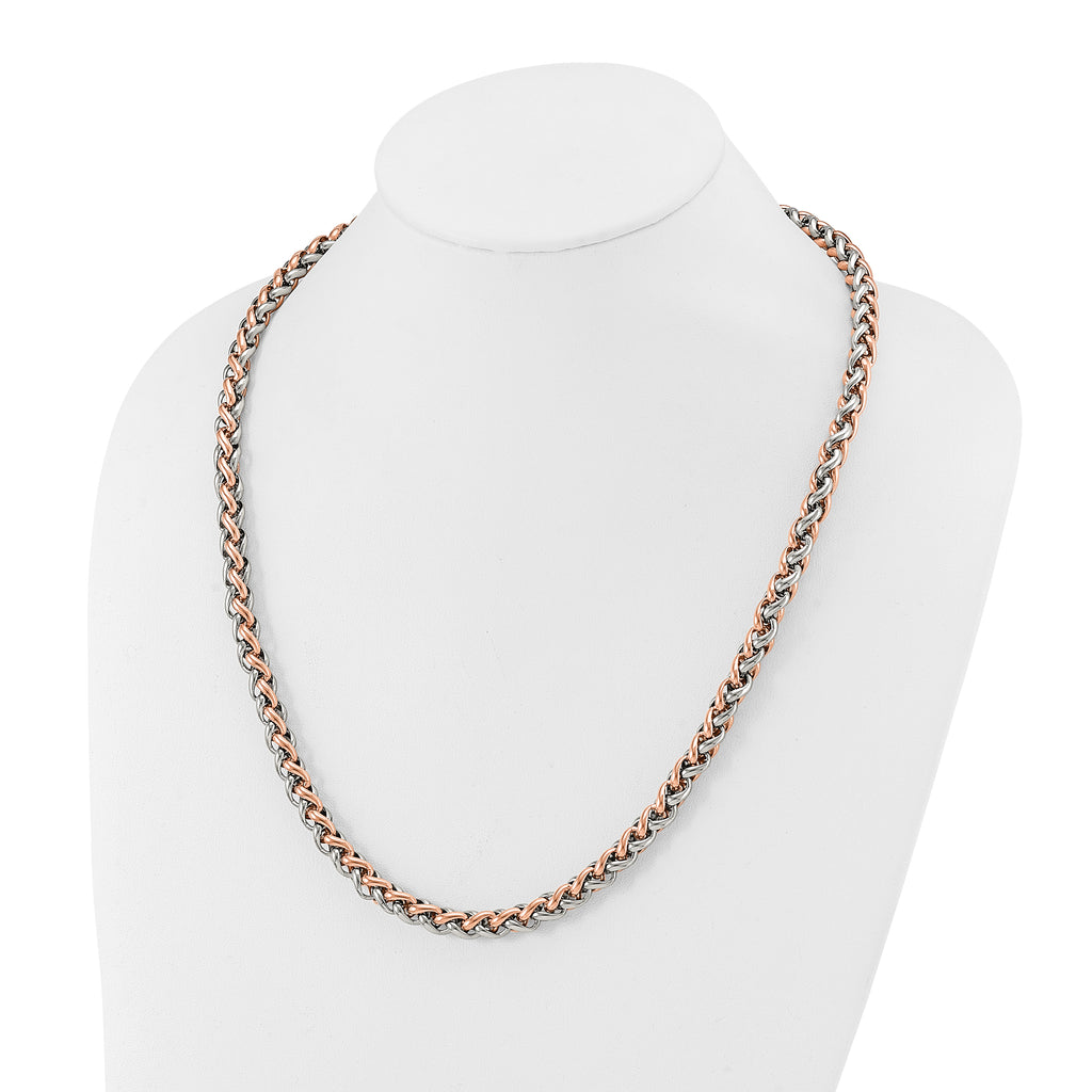 Chisel Stainless Steel Polished Rose IP-plated 24 inch Necklace