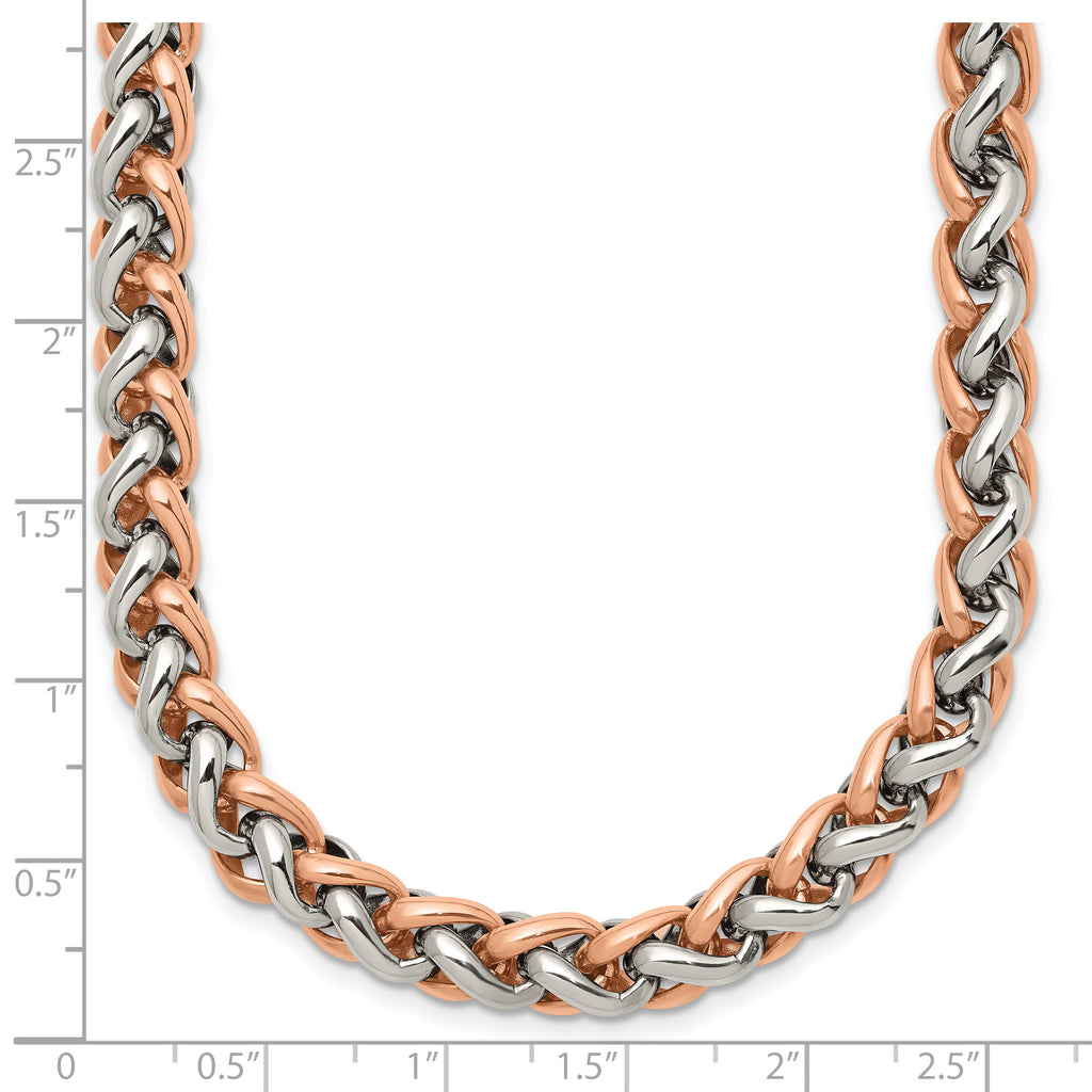 Chisel Stainless Steel Polished Rose IP-plated 24 inch Necklace