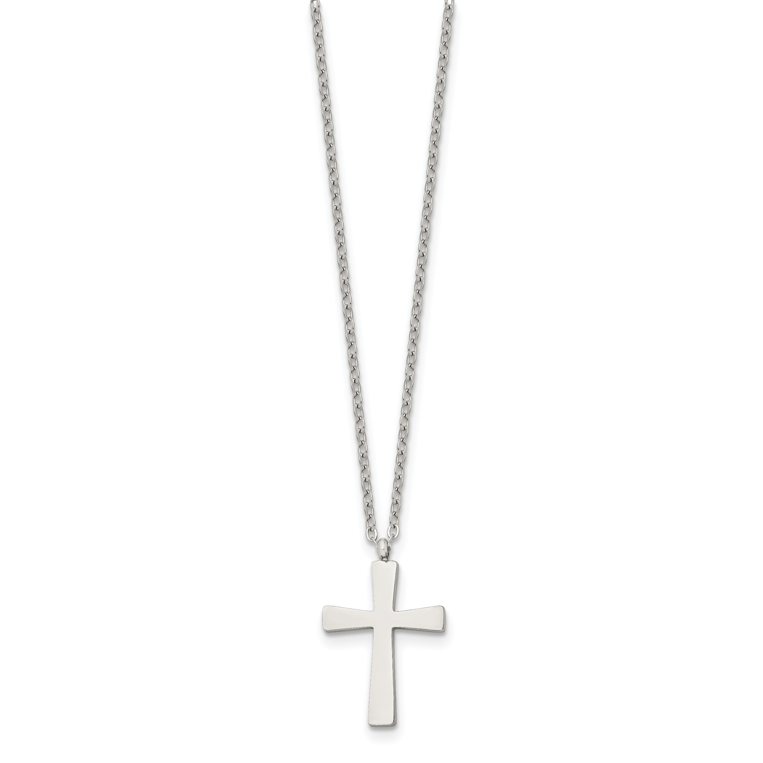 Chisel Stainless Steel Polished Small Cross Pendant on an 18 inch Cable Chain Necklace