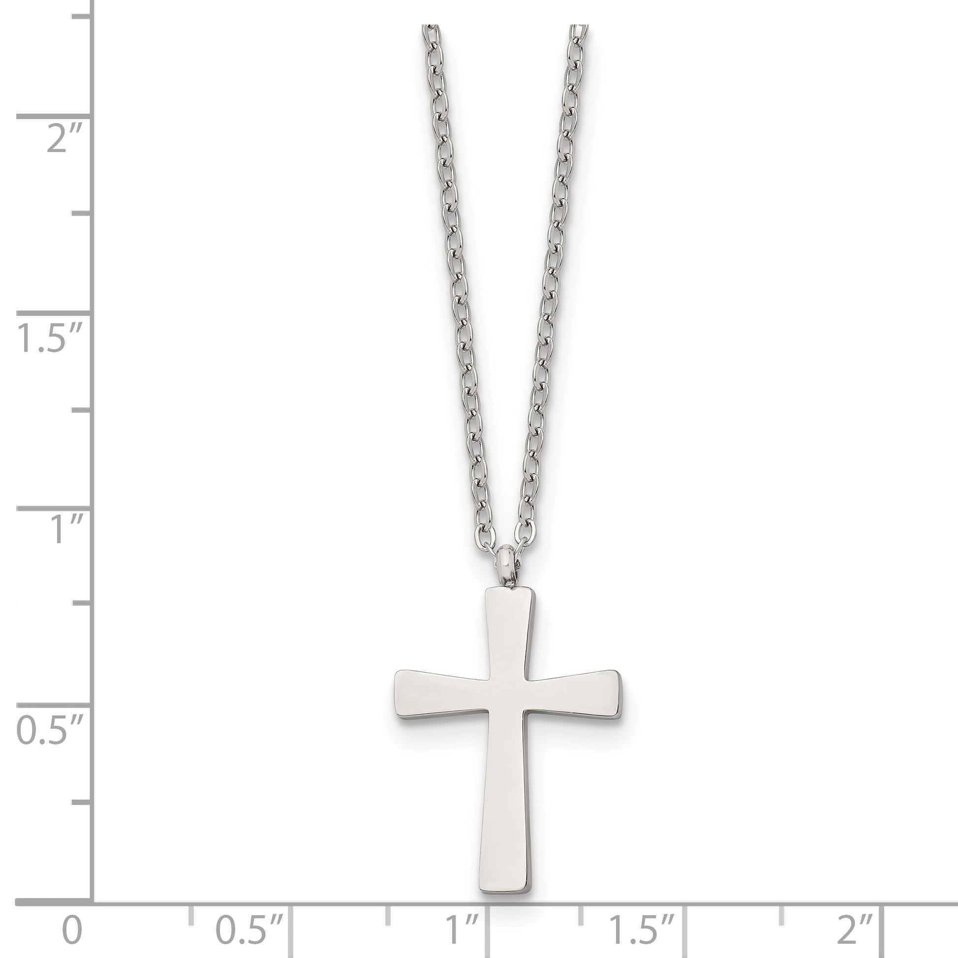Chisel Stainless Steel Polished Small Cross Pendant on an 18 inch Cable Chain Necklace