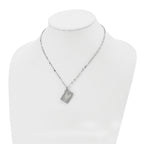 Chisel Stainless Steel Brushed and Polished Lord's Prayer in Spanish Notebook Pendant on a 17.5 inch Necklace
