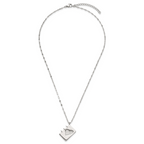 Chisel Stainless Steel Brushed and Polished Lord's Prayer in Spanish Notebook Pendant on a 17.5 inch Necklace