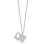 Chisel Stainless Steel Brushed and Polished Lord's Prayer in Spanish Notebook Pendant on a 17.5 inch Necklace