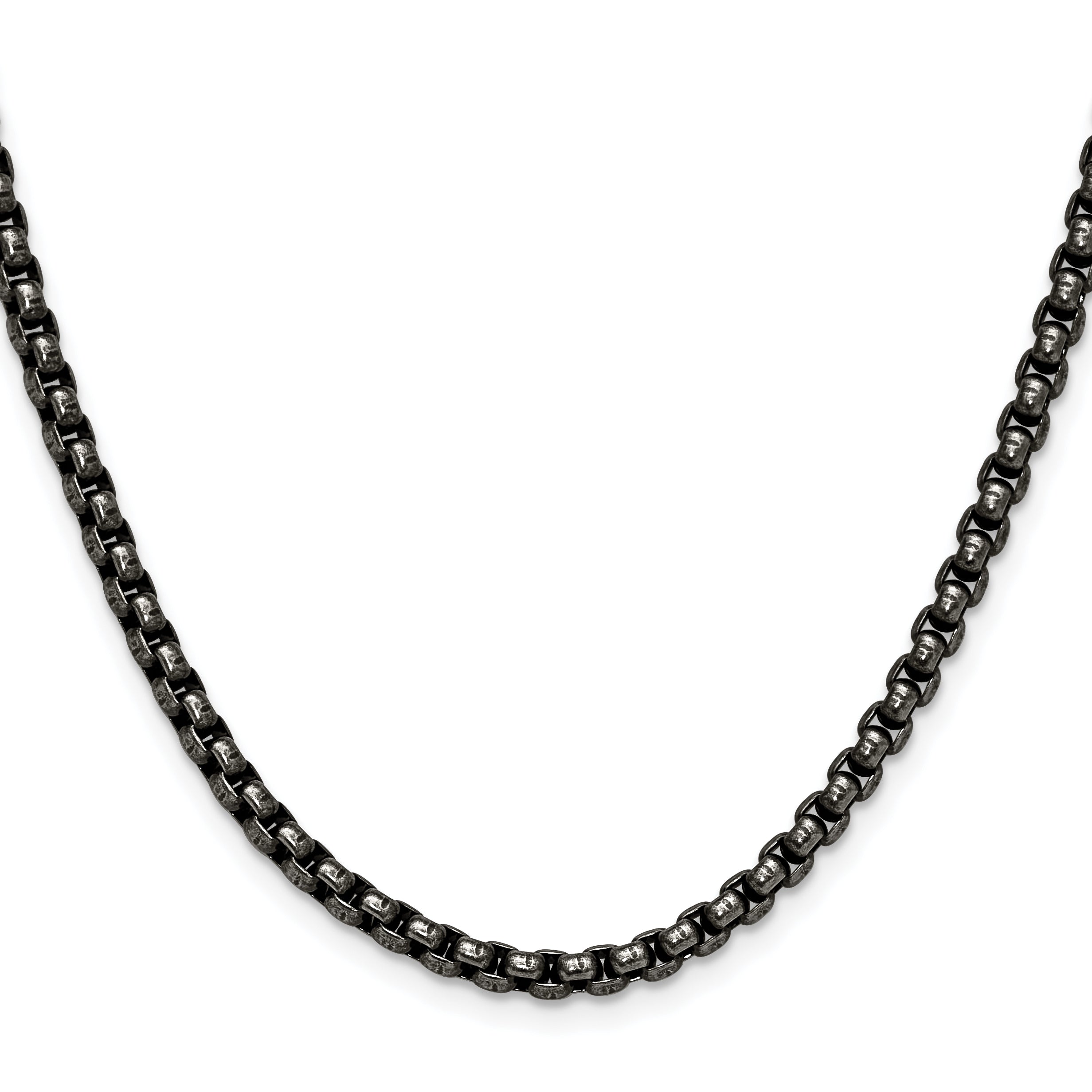Chisel Stainless Steel Antiqued and Polished 3.9mm 24 inch Rounded Box Chain