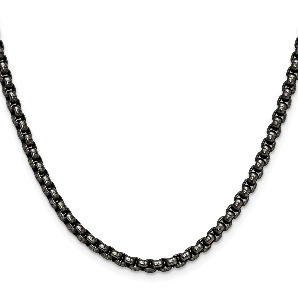 Chisel Stainless Steel Antiqued and Polished 3.9mm Rounded Box Chain