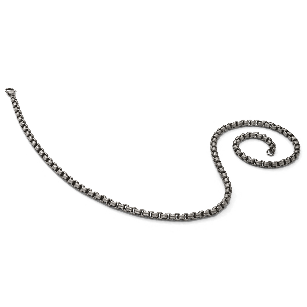 Chisel Stainless Steel Antiqued and Polished 3.9mm Rounded Box Chain