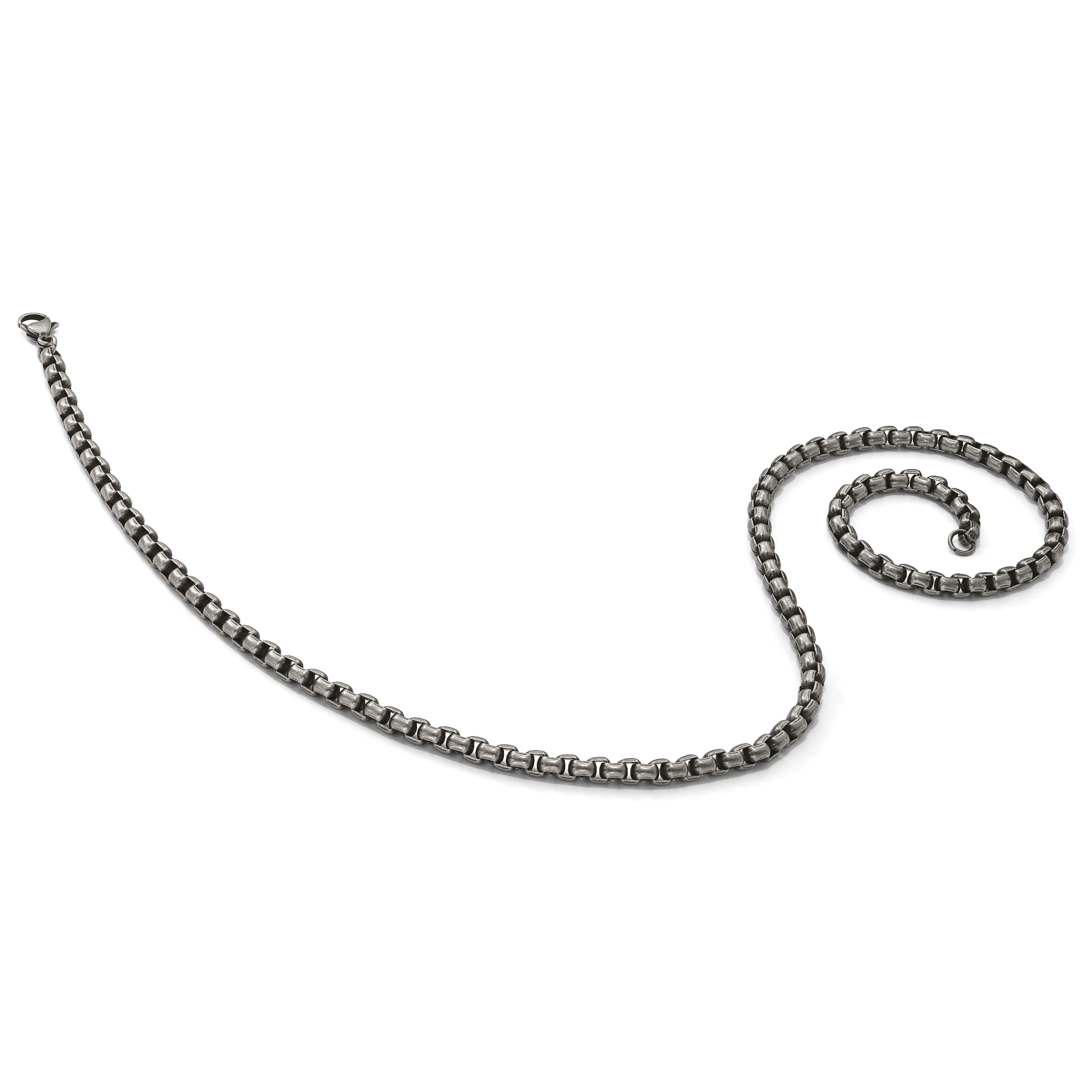 Chisel Stainless Steel Antiqued and Polished 3.9mm Rounded Box Chain