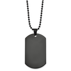 Chisel Stainless Steel Polished Black IP-plated Dog Tag on a 20 inch Ball Chain Necklace