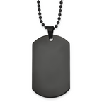 Chisel Stainless Steel Polished Black IP-plated Dog Tag on a 20 inch Ball Chain Necklace