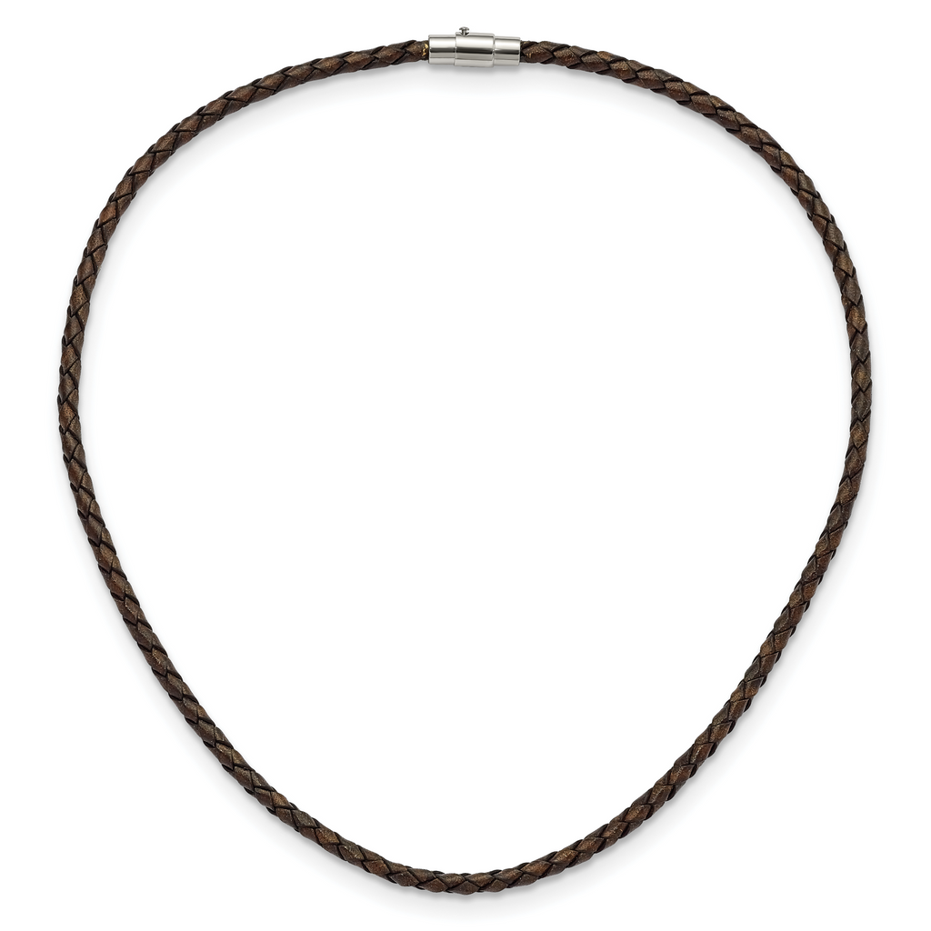 Chisel 4mm Genuine Leather Hexagon Weave Necklace