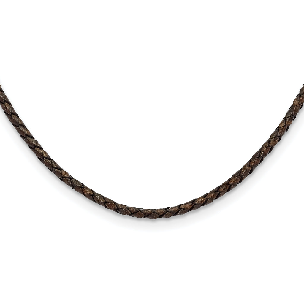 Chisel 4mm Genuine Leather Hexagon Weave Necklace