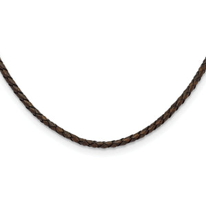 Leather Hexagon Weave Necklace in Stainless Steel, 20 Inch - Sophia Jewelers