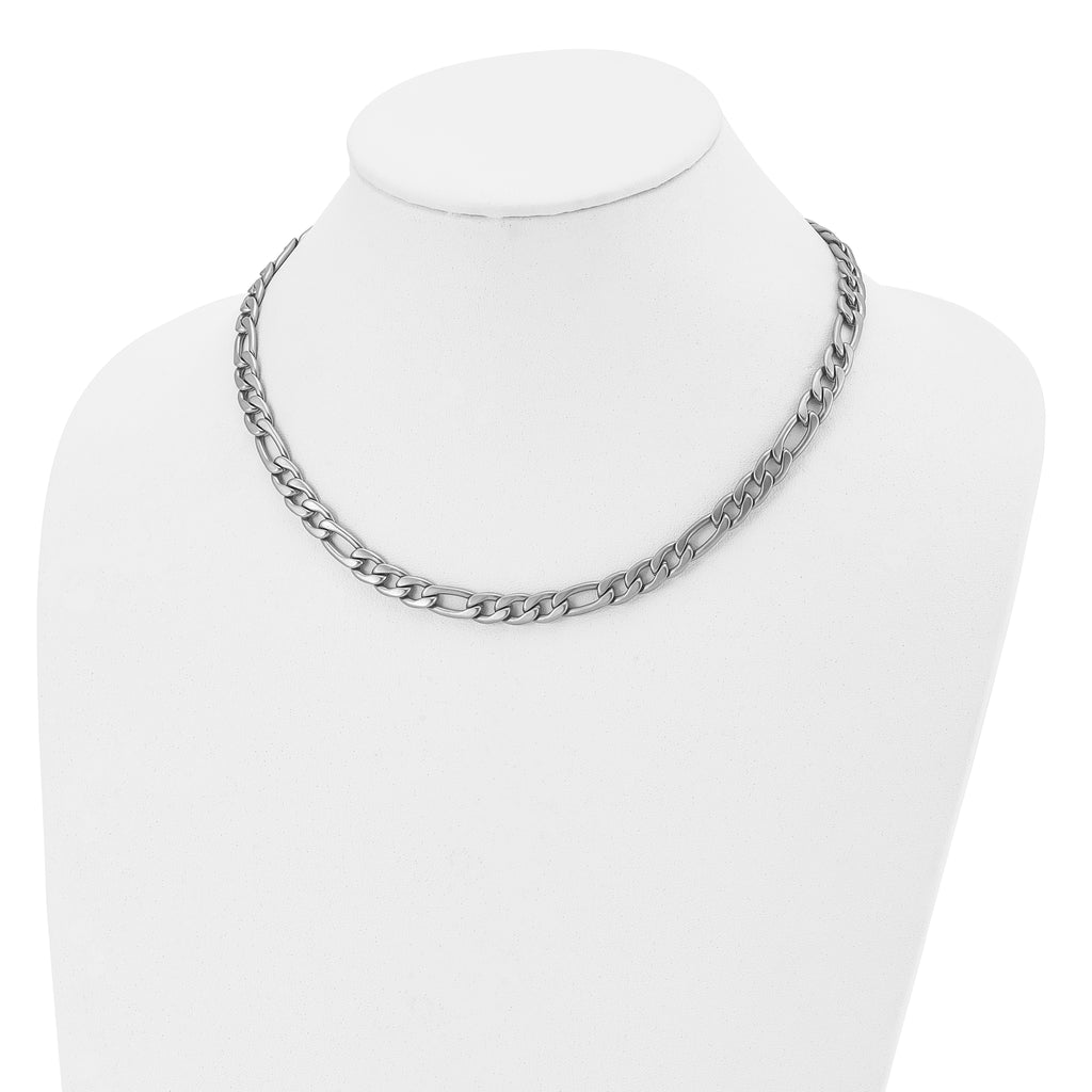 Chisel Stainless Steel Satin 7mm 18 inch Figaro Chain