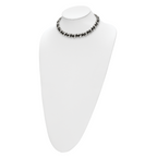 Stainless Steel Polished Black Leather Curb w/2in ext Choker Necklace