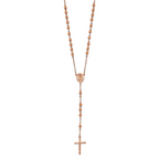 Chisel Stainless Steel Polished Rose IP-plated 30 inch Rosary Necklace