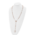 Chisel Stainless Steel Polished Rose IP-plated 30 inch Rosary Necklace