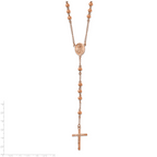 Chisel Stainless Steel Polished Rose IP-plated 30 inch Rosary Necklace