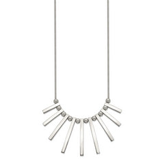 Chisel Stainless Steel Polished Bars and Beads on a 15.75 inch Snake Chain with a 1 inch Extension Necklace