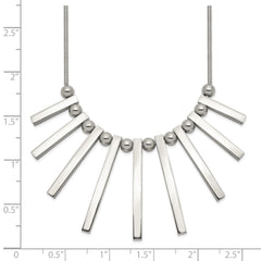 Chisel Stainless Steel Polished Bars and Beads on a 15.75 inch Snake Chain with a 1 inch Extension Necklace